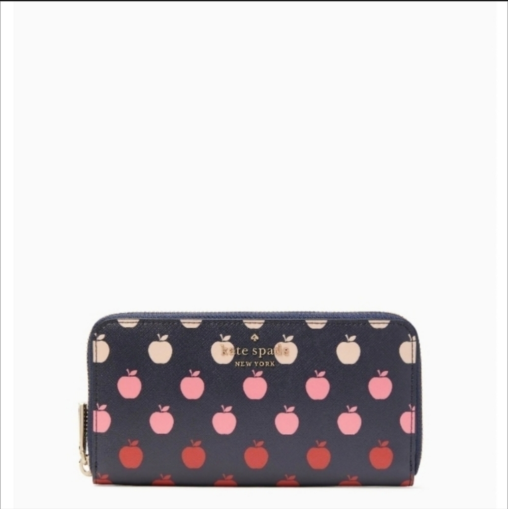 Kate Spade Perfect Orchard Apple Degrade Printed Large Zip Continental Wallet